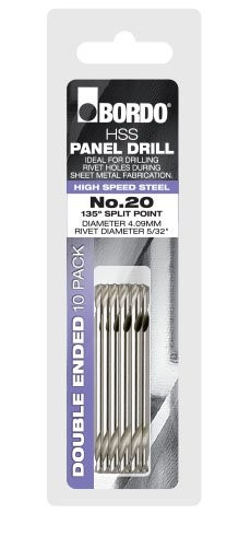 DRILL PANEL D/END CARDED BRIGHT # 20 PKT OF 10 